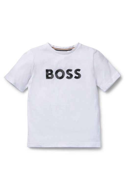 Hugo Boss-Kids' regular-fit shirt in cotton with logo print-boss hugo