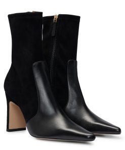 Hugo Boss Boots-Ankle boots in suede and leather with side zip-hugo boss store near me