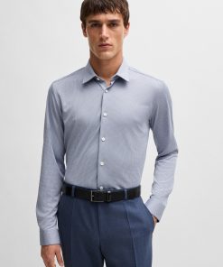 Hugo Boss-Slim-fit shirt in patterned performance fabric-hugo boss outlet