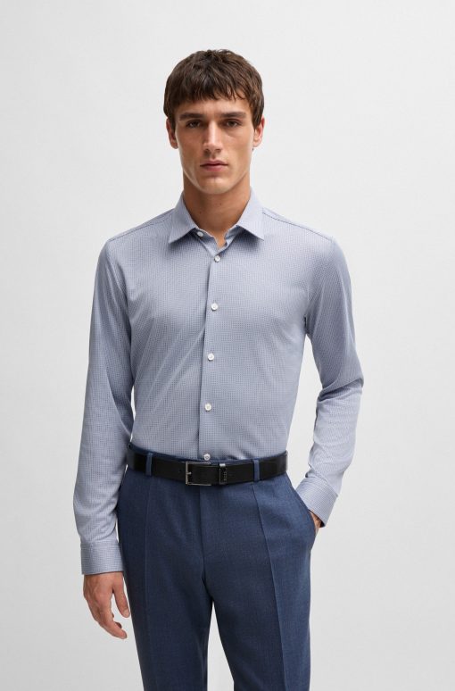 Hugo Boss-Slim-fit shirt in patterned performance fabric-hugo boss outlet