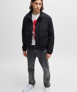 Hugo Boss Jackets and Coats-Water-repellent bomber jacket with logo label-hugo boss outlet 2