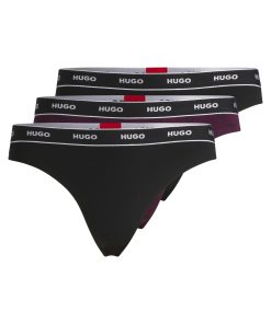 Hugo Boss Underwear, Pajamas, and Socks-Three-pack of stretch-cotton thongs with logo waistbands-boss store near me