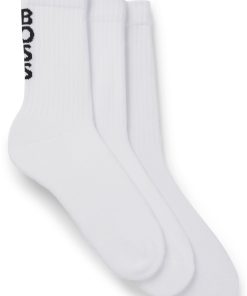 Hugo Boss Socks-Three-pack of ribbed short socks with logo details-boss hugo