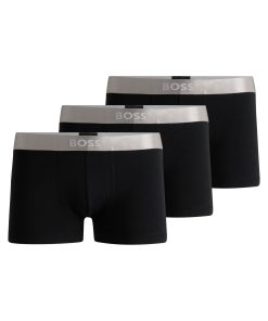 Hugo Boss Underwear-Three-pack of trunks with logo waistbands-boss outlet