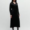 Hugo Boss Dresses-Belted dress with collarless V neckline and button cuffs-boss store 3