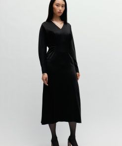 Hugo Boss Dresses-Gathered-detail regular-fit dress in soft satin-boss near me