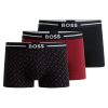 Hugo Boss Underwear-Three-pack of stretch-cotton trunks with logo waistbands-hugo boss store 4