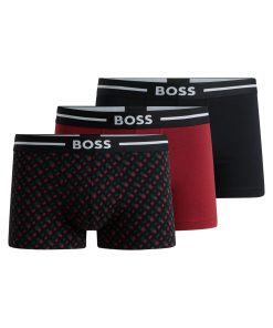 Hugo Boss Underwear-Three-pack of stretch-cotton trunks with logo waistbands-hugo by hugo boss