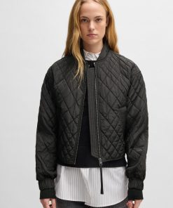 Hugo Boss Jackets and Coats-Quilted bomber jacket with ribbon zip-puller-boss hugo