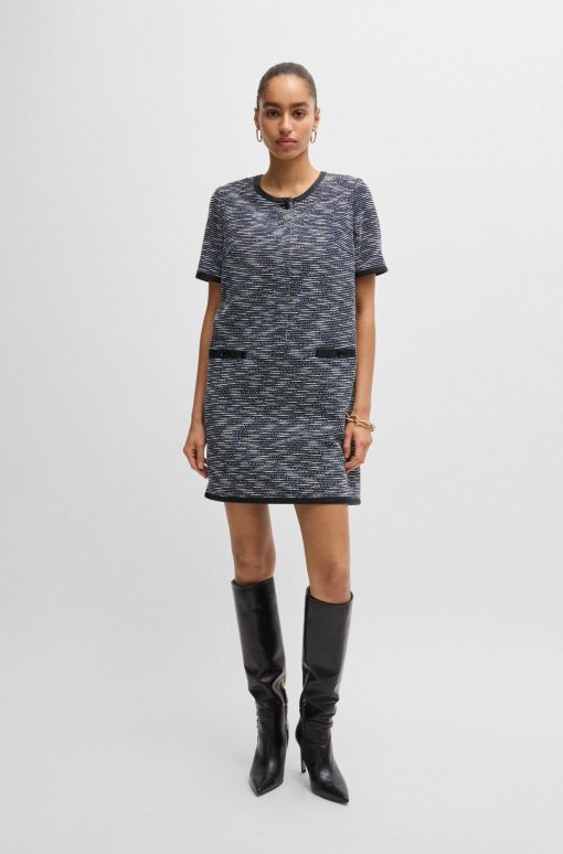 Hugo Boss Dresses-Relaxed-fit dress in tweed-boss outlet - Image 2