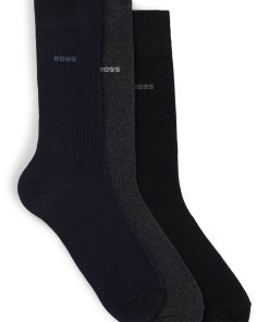 Hugo Boss Socks-Three-pack of regular-length socks in stretch fabric-hugo by hugo boss