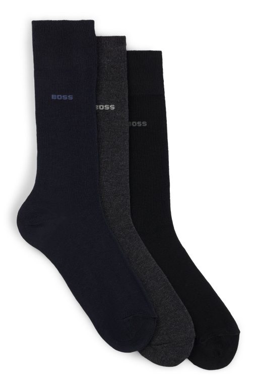 Hugo Boss Socks-Three-pack of regular-length socks in stretch fabric-hugo by hugo boss