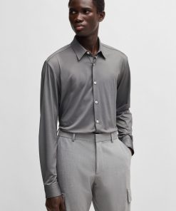 Hugo Boss-Slim-fit shirt in structured performance-stretch fabric-boss store near me