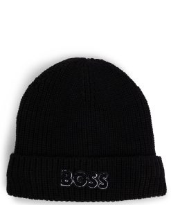 Hugo Boss-Kids’ beanie hat with logo and faux-fur lining-hugo