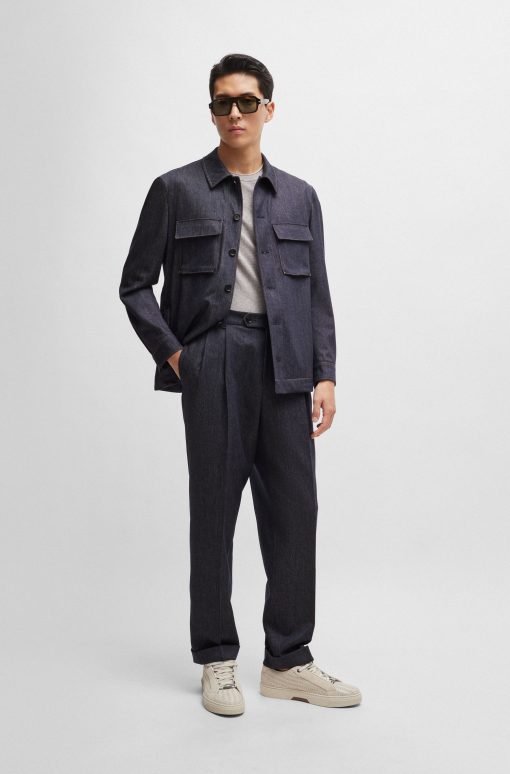 Hugo Boss-Relaxed-fit trousers in denim-effect wool-boss store - Image 2