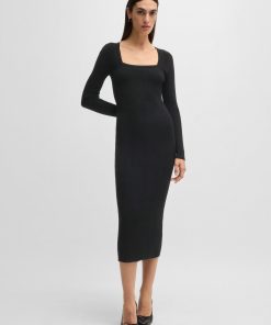 Hugo Boss Dresses-Knitted relaxed-fit dress with anti-bacterial finish-hugo boss outlet 2