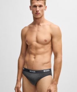 Hugo Boss Underwear-Three-pack of stretch-cotton briefs with logo waistbands-boss near me 2