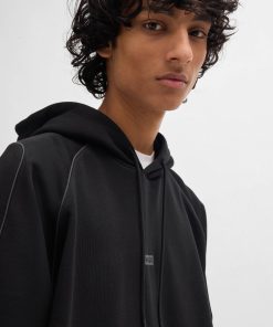 Hugo Boss Tracksuits-Cotton-terry sweatshirt with decorative reflective trims-hugo boss store near me 2