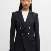 Hugo Boss Tailored Jackets-Cropped jacket in cotton tweed-boss near me 3