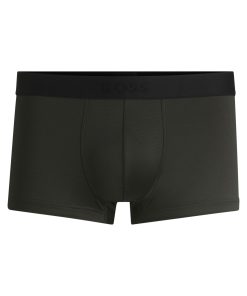 Hugo Boss Underwear-Shiny-piqué regular-rise trunks with logo waistband-hugo boss near me