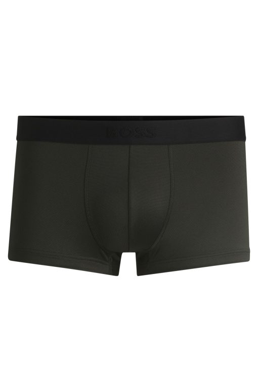 Hugo Boss Underwear-Shiny-piqué regular-rise trunks with logo waistband-hugo boss near me