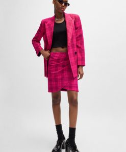 Hugo Boss Skirts-Wrap-front mini skirt in checked stretch material-hugo 2