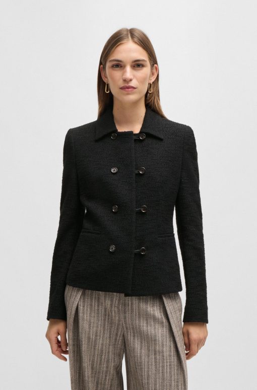 Hugo Boss Tailored Jackets-Extra-slim-fit jacket in tweed-hugo boss store near me