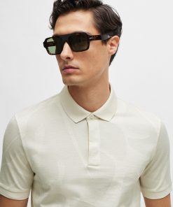 Hugo Boss Polo Shirts-Slim-fit polo shirt in monstera-leaf cotton-hugoboss 2