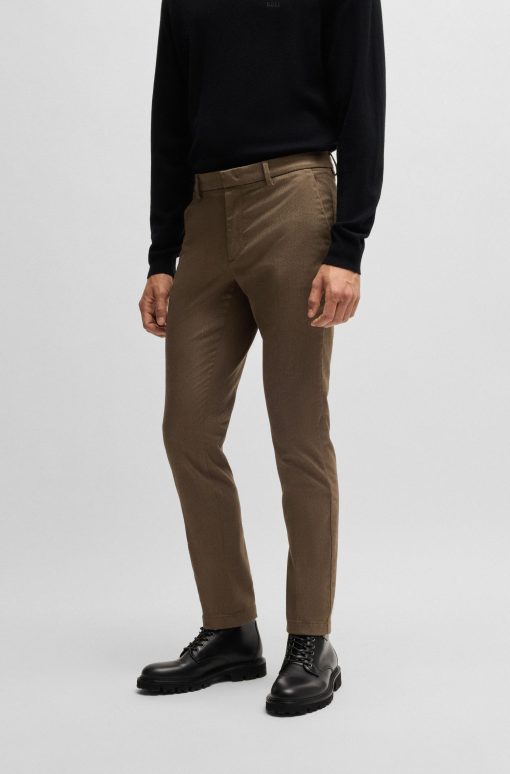 Hugo Boss Pants-Slim-fit chinos in mouliné twill-boss hugo