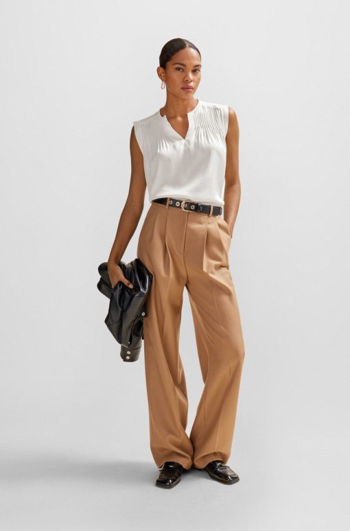 Hugo Boss Blouses-Relaxed-fit tailored blouse in stretch silk-hugo - Image 2