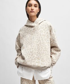 Hugo Boss Sweaters and Cardigans-NAOMI x BOSS longline hoodie with leopard pattern-hugo boss outlet