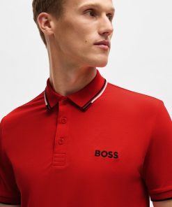 Hugo Boss Polo Shirts-Polo shirt with contrast logos-boss store near me 2