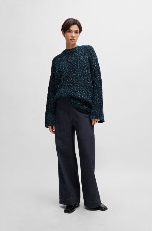 Hugo Boss Sweaters and Cardigans-Wool-blend sweater with cable-knit structure-boss outlet - Image 2