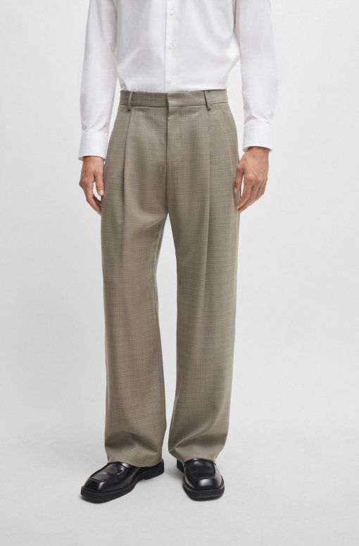 Hugo Boss-Relaxed-fit trousers in checked virgin-wool serge-hugo boss sale