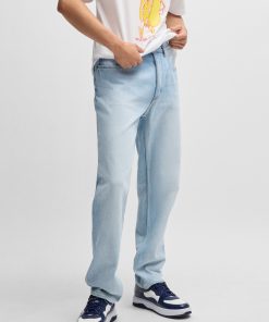 Hugo Boss Pants-Regular-fit jeans in light-blue cotton denim-hugo boss store near me