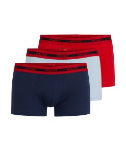 Hugo Boss Underwear-Three-pack of stretch-cotton trunks with logo waistbands-hugoboss