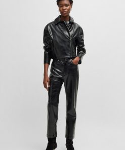 Hugo Boss Tailored Jackets-Crocodile-embossed biker jacket in faux leather-boss store near me 2