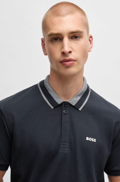 Hugo Boss Polo Shirts-Stretch-cotton polo shirt with logo detail-hugo boss store - Image 2