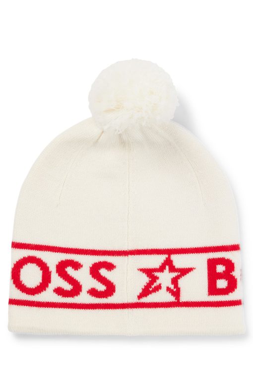 Hugo Boss-BOSS x Perfect Moment wool beanie hat with logo intarsia-hugo boss store near me - Image 2