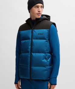 Hugo Boss Jackets and Coats-Water-repellent down gilet with logo print-boss store near me