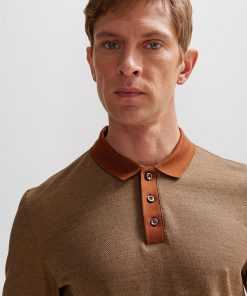 Hugo Boss Polo Shirts-Geometric-pattern polo shirt in cotton and wool-boss hugo 2