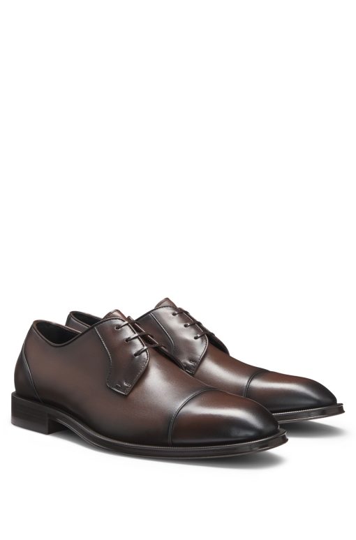 Hugo Boss Business Shoes-Cap-toe Derby shoes in leather-hugoboss