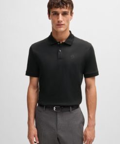 Hugo Boss Polo Shirts-Mercerized-cotton polo shirt with Double B monogram-boss store near me