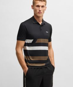 Hugo Boss Polo Shirts-Paddy stretch-jersey polo shirt with stripe print-hugo boss sale