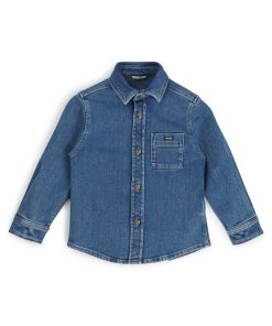 Hugo Boss-Kids’ long-sleeved shirt in stretch-cotton denim-boss hugo