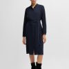 Hugo Boss Dresses-Shift dress in soft faux leather-boss near me 4