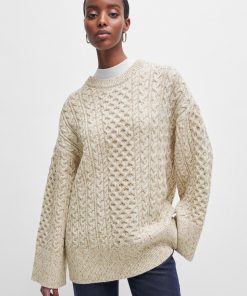 Hugo Boss Sweaters and Cardigans-Wool-blend sweater with cable-knit structure-hugo boss store near me