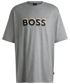 Hugo Boss T-Shirts-Cotton-jersey T-shirt with layered-effect logo-hugo boss near me 2