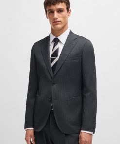 Hugo Boss Suits-Slim-fit suit in striped wool-hugo boss near me 2