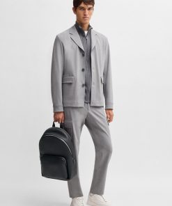 Hugo Boss Bags-Backpack in grained Italian leather with smart sleeve-hugo boss near me 2